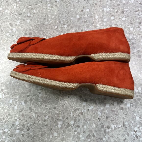 Gaimo Spain Red Suede Flats Women’s 6.5 Espadrille Slip On Flower Detail NWOB - Picture 11 of 12